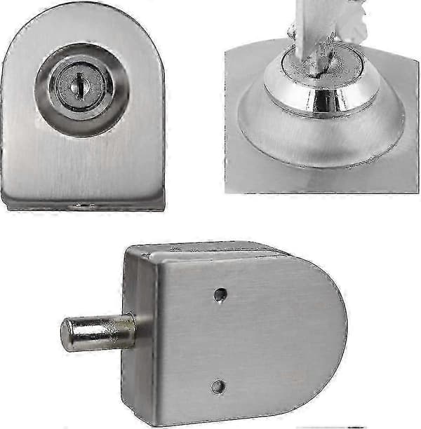 Glasdørslås i rustfrit stål, ingen boring, tyverisikring, glasdørslås 10~12 mm, åben/luk, rustfrit stål til hjemmet, hotellet, kontoret, badeværelset