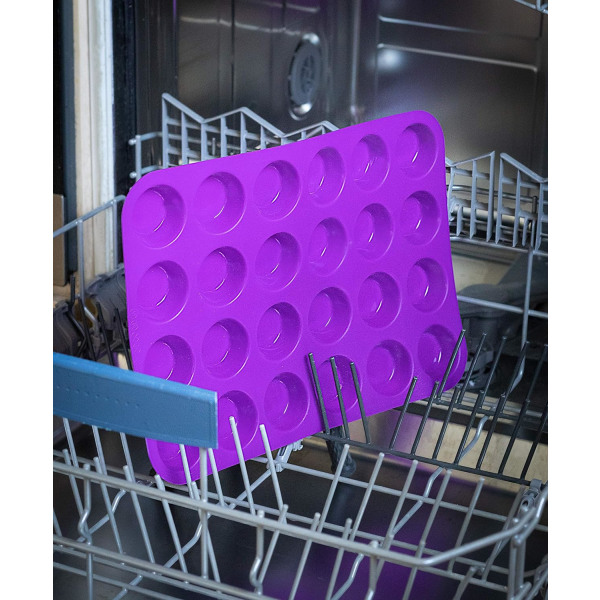 2-pack Röd muffinsform för 24 non-stick silikon mini muffins, cupcakes