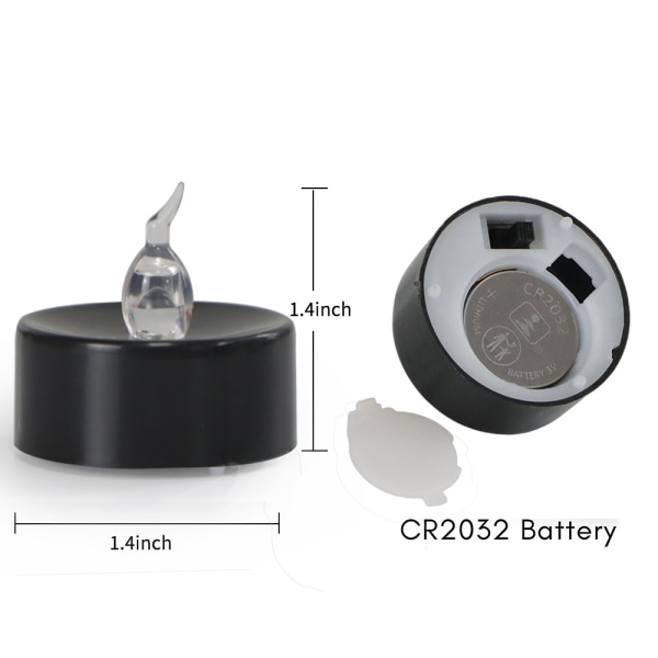 12-pakks LED-lys (svart), flammefrie te-lys, flimrende elektriske lys