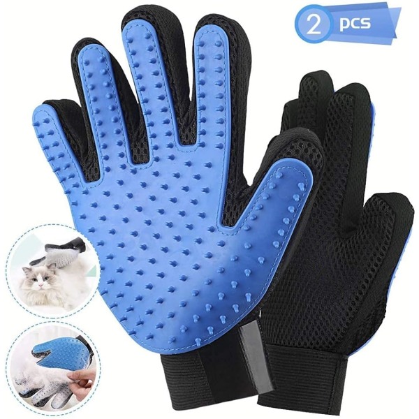 Blå husdjursborste, design med fem fingrar för katt- och hundskötsel