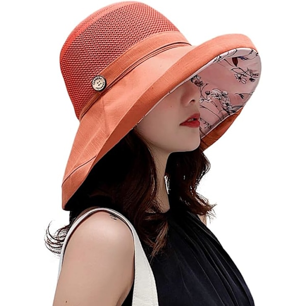 ##/Mesh Solhatte til Kvinder  UPF UV Beskyttelse  Pakbar  Bred Skygge  Hakesnor##/