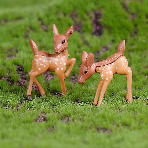 1/2 st Simulerad Hjort Figurin Modell Folkkonst Miniatyr Landskap Trädgårdsdekor Turn Head