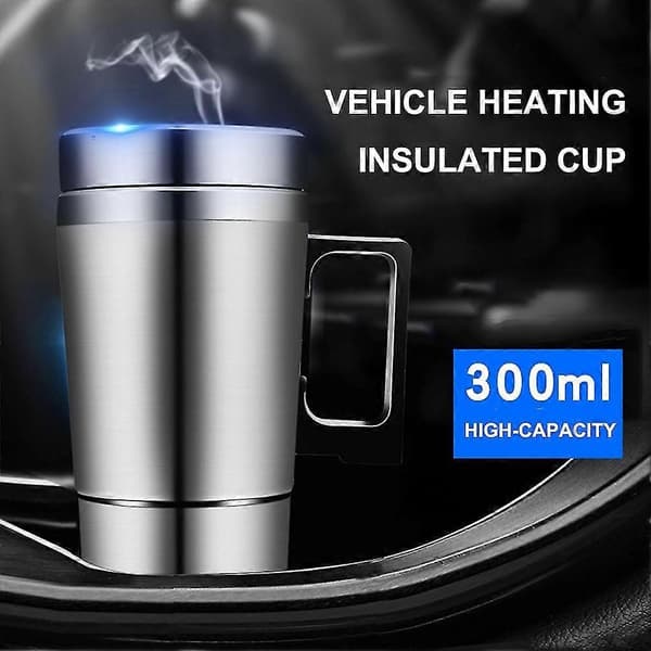 12V 24V 300ML Bil Varme Kop Rustfrit Stål Elkedel Vand Kaffe Mælk Termokrus til Bil