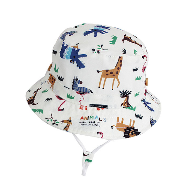 52cm - Barnhatt i bomull med djurtryck, UV-skyddande solhatt