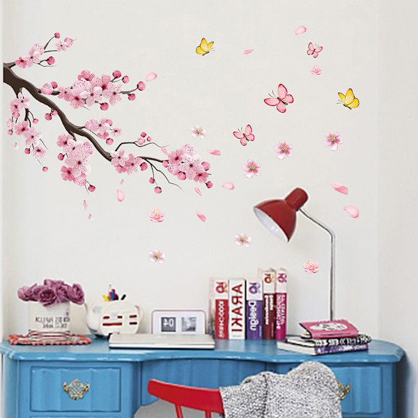 Väggdekaler Rosa Körsbärsblommor Väggdekaler Mural Dekaler för