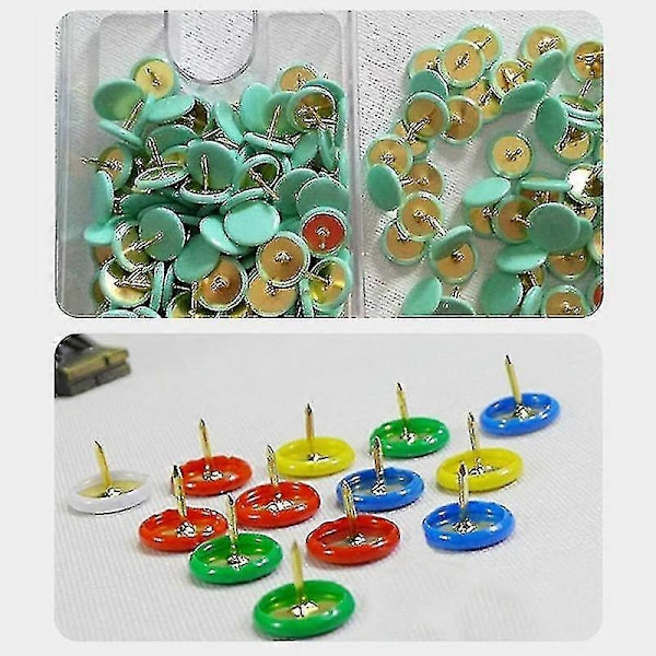 300 Stykker Brune Plastbelagte Tegnestifter Flat Hode Tegnestifter Korktavle Kontor