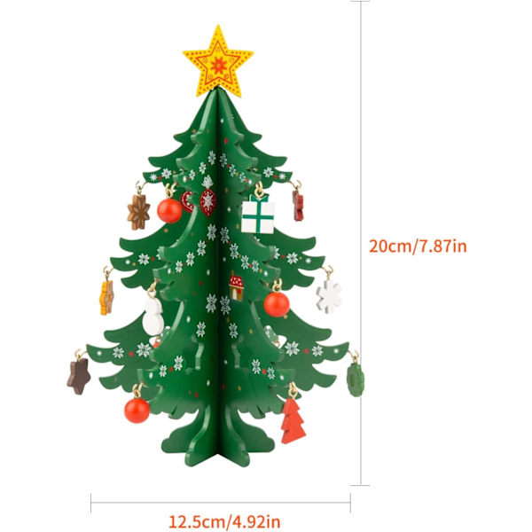 Dekorativt juletræ i træ til jul, 3D Miniatu