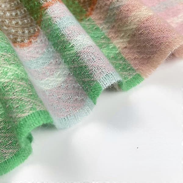 Naisten ruudullinen syys-talvi huivi, lämmin ja pehmeä Diamond pattern pink blue grid