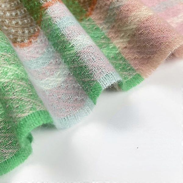 Rombeformet gitter dame efterår vinter tørklæde tæppe omslag sjal stola varm blød Yellow green diamond pattern