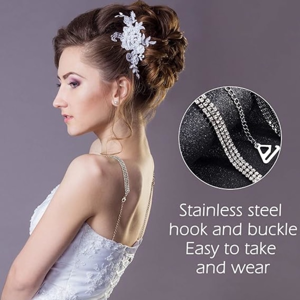 1 stk (Svart) Par Usynlige Sklisikre Justerbare Rhinestone B