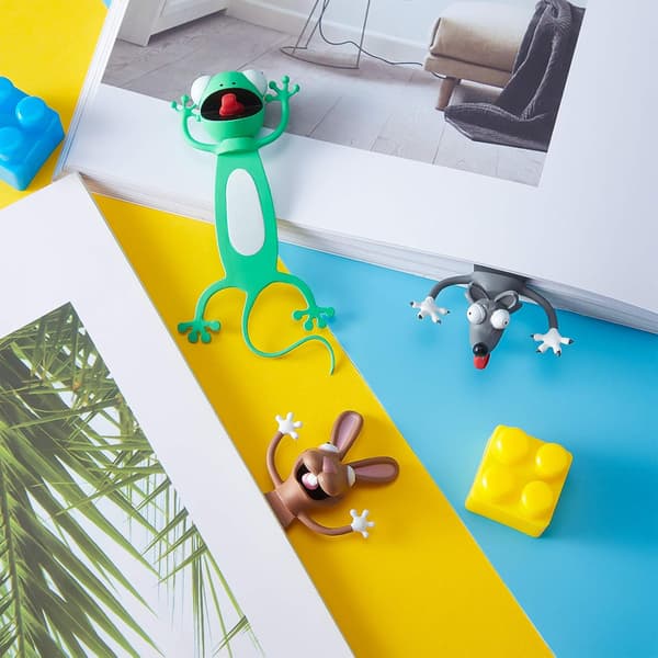 3 stycken 3D tecknade djurbokmärken Roliga bokmärken PVC djur Bo