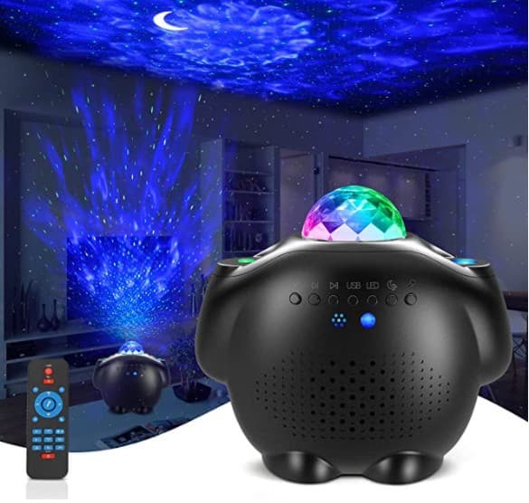 (Svart) Sky Stjerneprojektor, 4 i 1 dynamisk LED-lys projektor