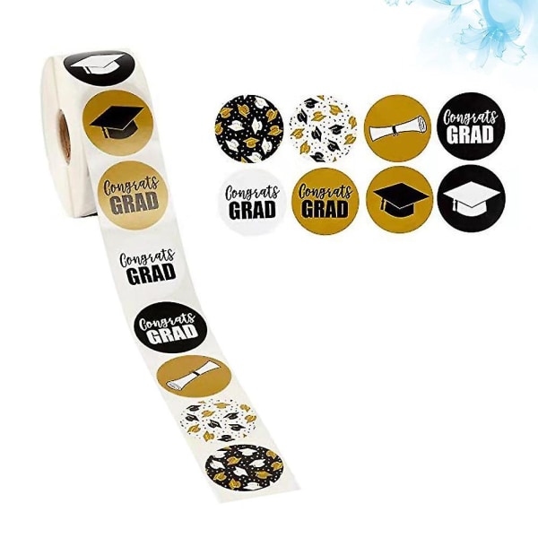 2 Ruller/1000 stk. Graduation Tema Stickers Runde Form Forseglings Etiket Konvolut Selvklæbende Forseglings Stickers Til DIY Brug