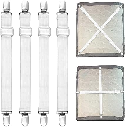 4 kpl Sängin Lakana Kiinnittimiä, 55 cm-250 cm Säädettävät Lakanahihnat