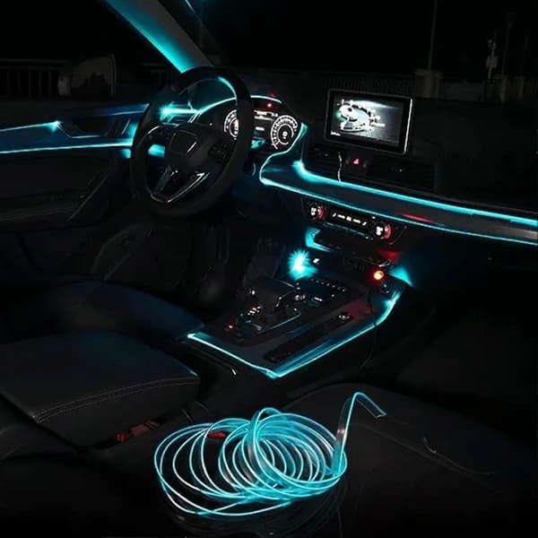 10ft Bil LED Interiör Strip Ljus Flexibel med USB-kabel Cool Unik Universal Neon Atmosfär Ljus Isblå