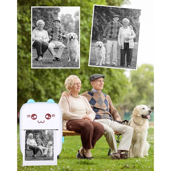 Mini Bærbar Termisk Fotoprinter (Blå) Trådløs BT Lommeprinter