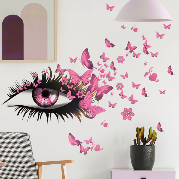 #Pink Wall Sticker Eyes Eyelashes Wall Sticker #