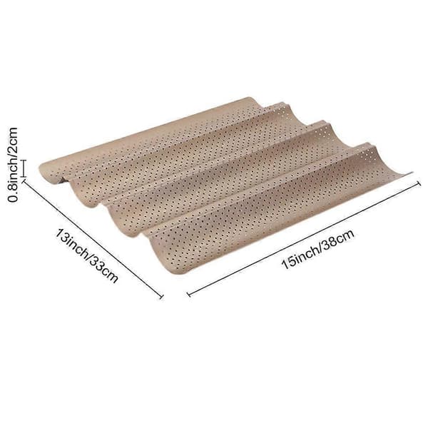 Baguette Brødform Non-Stick Bølgeformet Baguetteform Perforeret Baguette Bageplade til Surdejs Italiensk Brød S