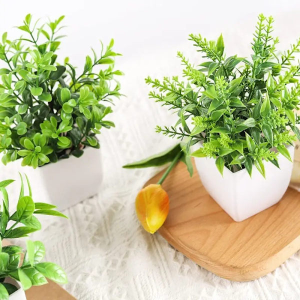 ##/2 stk. Mini Kunstige Planter Indendørs i Potter Små Kunstige Planter Indendørs##/