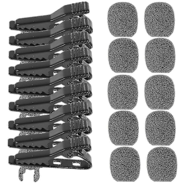 10 stk. Mikrofon Lapel Slips Klips Universal Mini Lapel Lavalier Mikrofon Mic Klips Jernklips Med 10 stk. Deksel