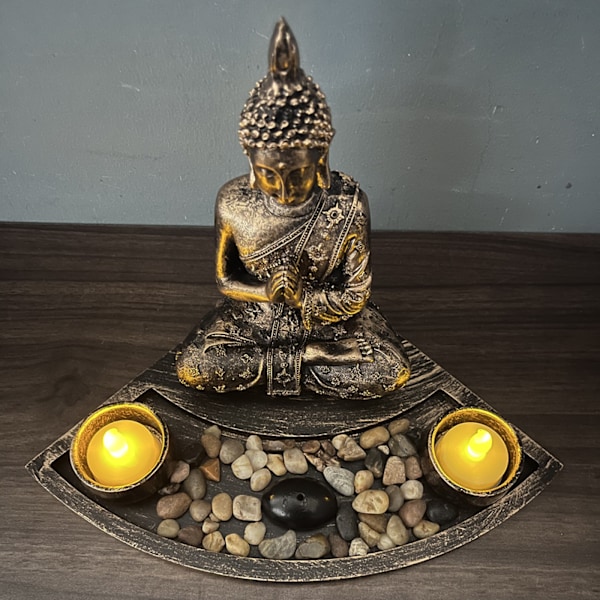 Buddha figur Buddha statue med telysholder Sakyamuni