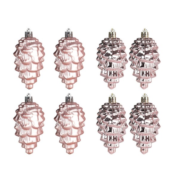 ##/8 st juldekorationer - Roséguld 9 cm Charm Högglans Matt Chri##/