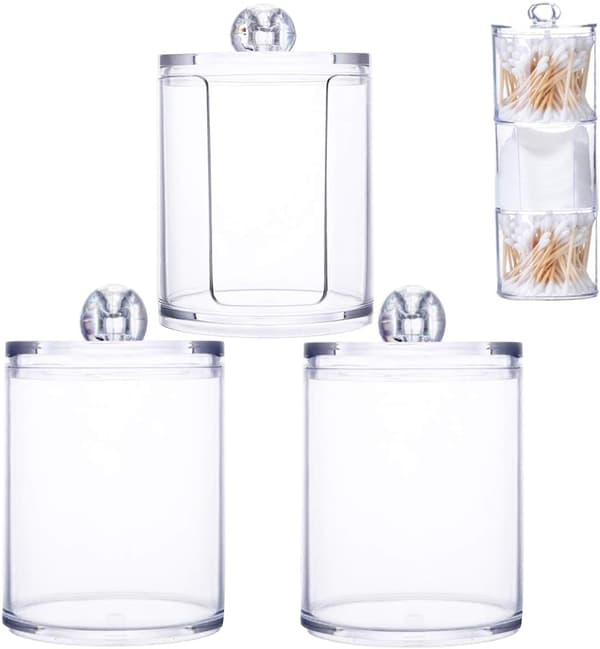 3 i 1 Bomullsdottbeholderboks Plast Bomullsdottbeholder Transparent