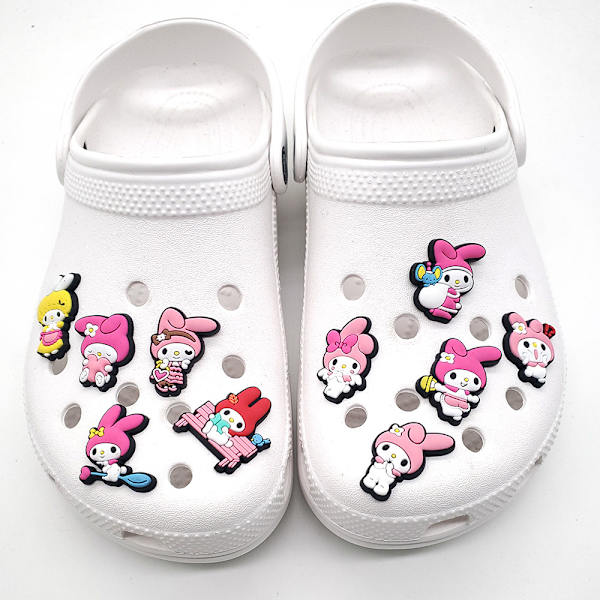 10 stk. 3D Clog-sandaler Ornamenter (Melody), Skocharms, Søde Sko