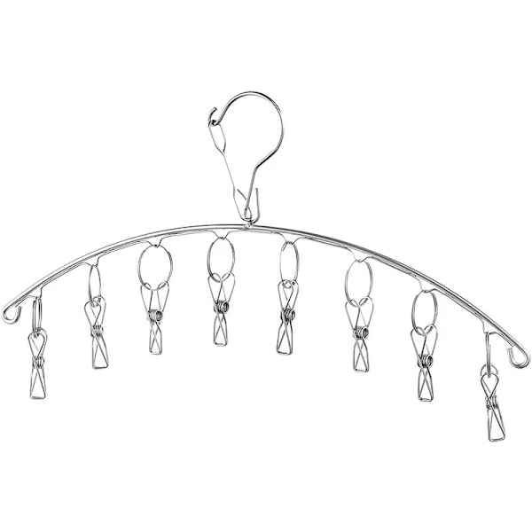 ##/2-pack (10 klämmor) Vindtätt torkställ i rostfritt stål för strumpor, underkläder, handdukar, bh, babykläder, handskar##/
