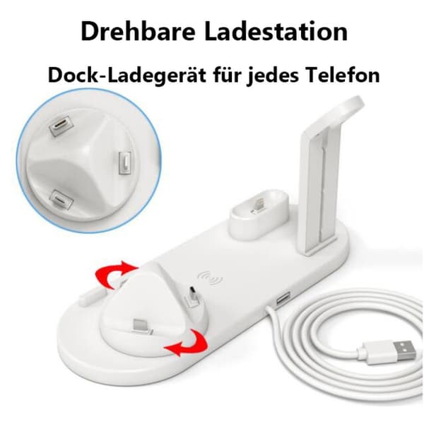 (Sort) Trådløs oplader tre-i-en ladestation