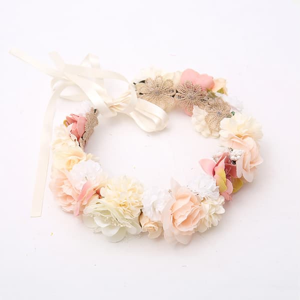 1 stk. Bryllupsblomst Hodebånd Blomster Brudepike Blomsterkrone Garland Hodeplagg for Bryllup og Festivaler