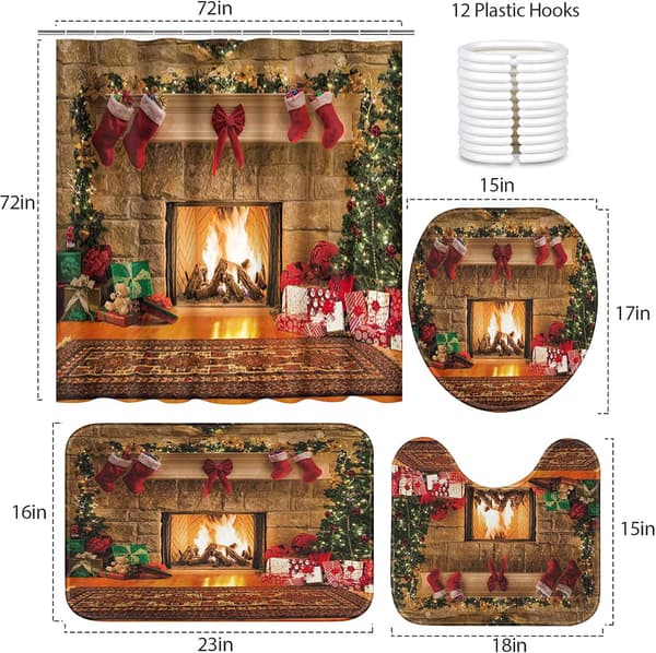4-delad duschdraperisets, God Jul God Jul