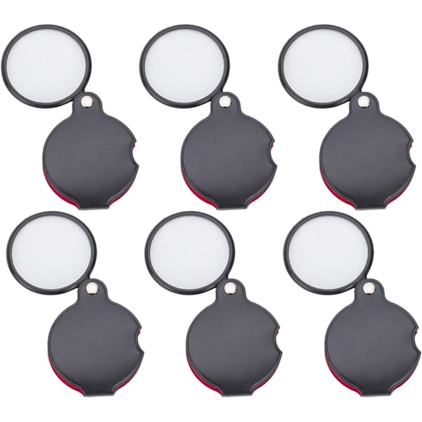 6 st Mini Fickficka Förstoringsglas 10X Optiskt Glas med Skyddande Skal