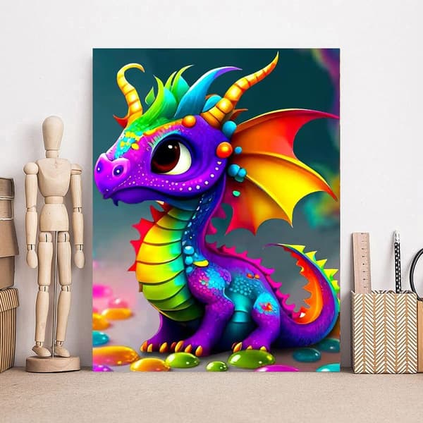 ##/Diamantmaleri Sæt til Voksne - 5D Diamant Kunst Sæt - Farverige Dinosaurer##/