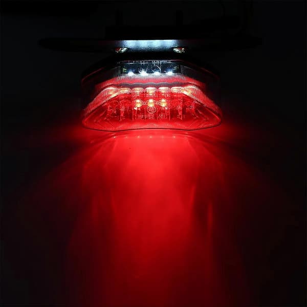 16-LED Motorcykel Quad ATV Baglygte Blinklys Bremse Nummerplade Integreret Lys 12V Grå