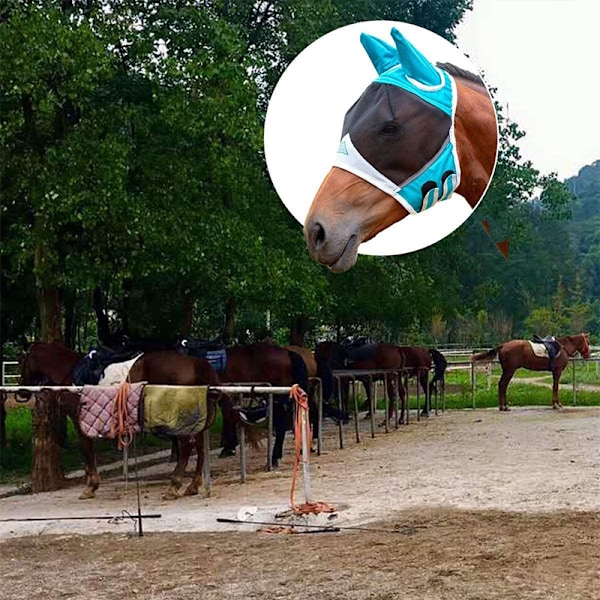 ##/2 stk. Petbank Hestefluemaske Anti-UV Ridefluemaske med Ørenet/Toupee Hul/Reflekterende Kant M Sort Hvid##/