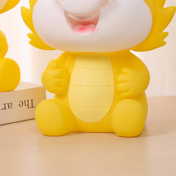 ##/Kreativ tegneserie dyr gul sparegris, smilende##/
