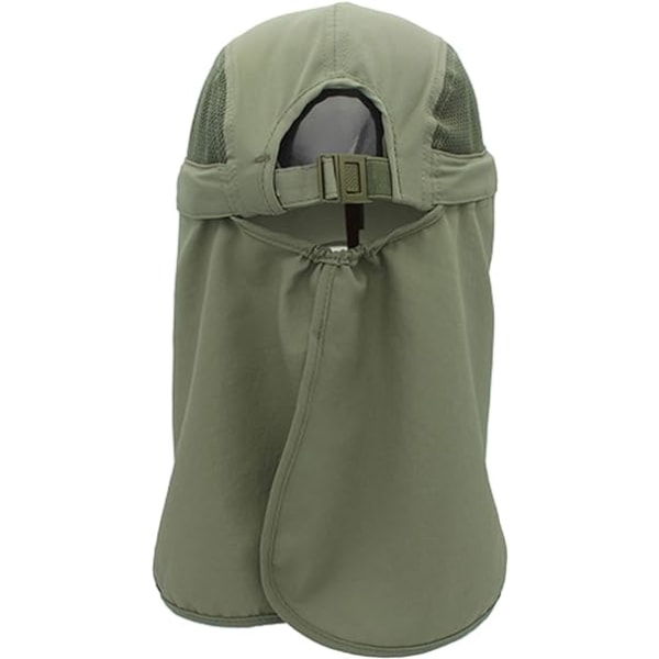 Military Green-Unisex Safari- cap , jossa erittäin pitkä kaulasuoja