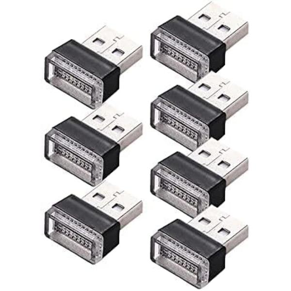 7 stk USB LED-lys for bilinteriør, 5V pluggbar belysning
