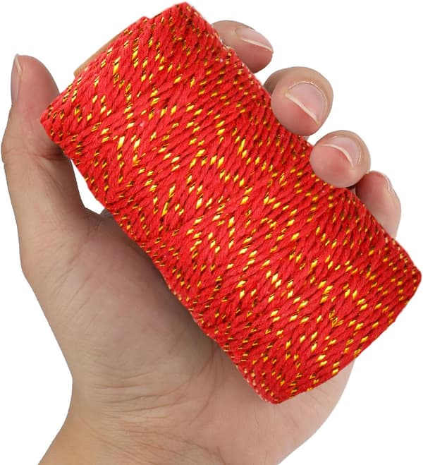 ##/100M Guldtråd, Röd Bomulls Sisal Rep, Gyllene Bager Sisal Rep ##/