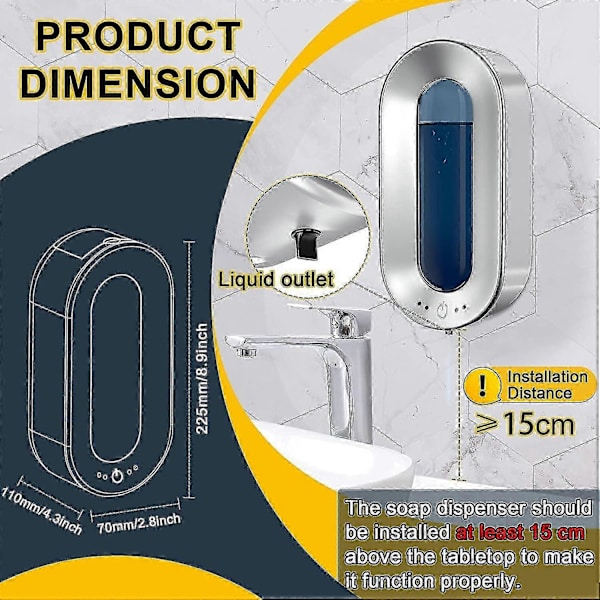 700 ml berøringsfri automatisk sæbedispenser - vægmonteret - desinfektionsmiddeldispenser