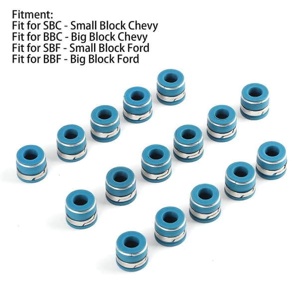 16st Ventilstångstätningar Set Fluorogummi Utmärkta Tätningsdelar Passar för GM SBC V8-motor