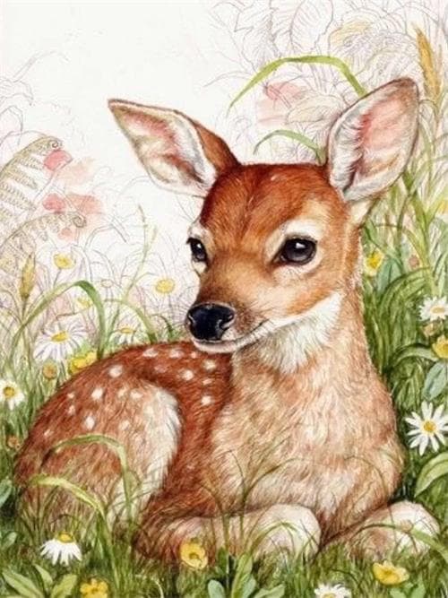 ##/30x40cm DIY 5D Diamantmålning Kit för Vuxna och Barn - Fawn Blomma##/