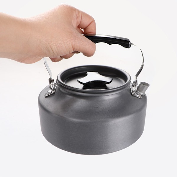 ##/1.1L Outdoor Teapot Aluminum Camping Kettle with Stainless Steel Cup Anti-Corrosion Tableware Set Kettle Camping Picnics Hiking##/