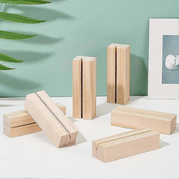 10-pakning bordkortholdere i tre, menyholder i tre, bordnummer, kortdisplaystativ for bryllupsmiddag hjemme