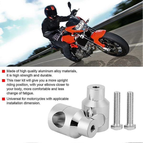 Par 25 mm Løfte Styrforhøjer Aluminiumlegering til Motorcykelmodifikation (Elektrosølv)