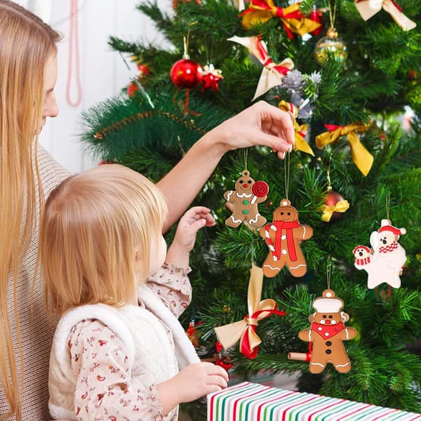 12-pak Gingerbread Træ Ornamenter til Juleferien, Hængende