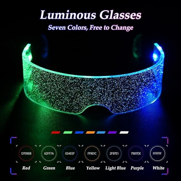 Ljusglasögon, LED-glasögon, Cyberpunk LED-glasögon, F