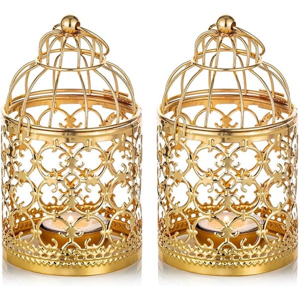 ##/Set med 2 Lyktor för Ljus - Guld, Vintage Lykta Jul##/