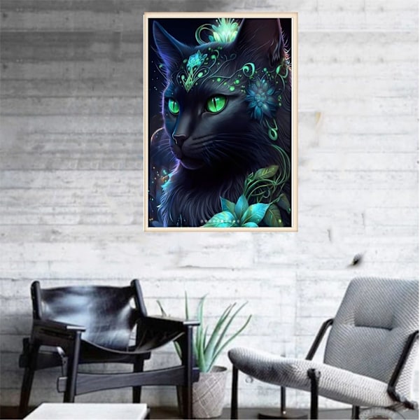 ##/DIY Diamantmaleri, Diamantkunstmaleri Sort Kat Sæt##/